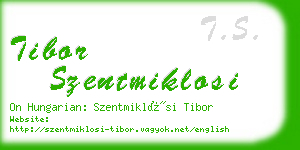 tibor szentmiklosi business card